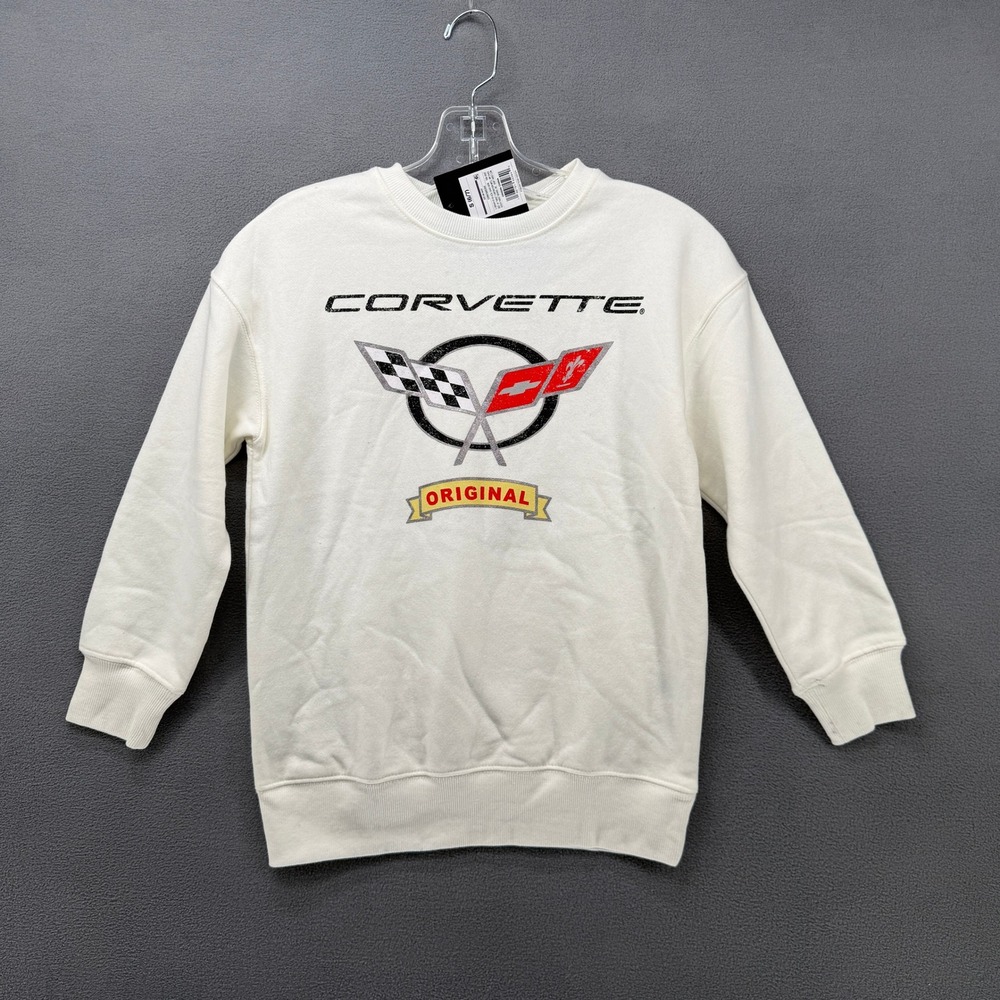 Kids Corvette Original Logo Crewneck Sweatshirt White Size S 6/7 GM‎ Apparel
